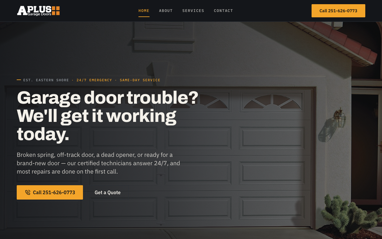 aplusgaragedoorsal.com (aplusgaragedoorsal.com) — website redesigned by WebFactory