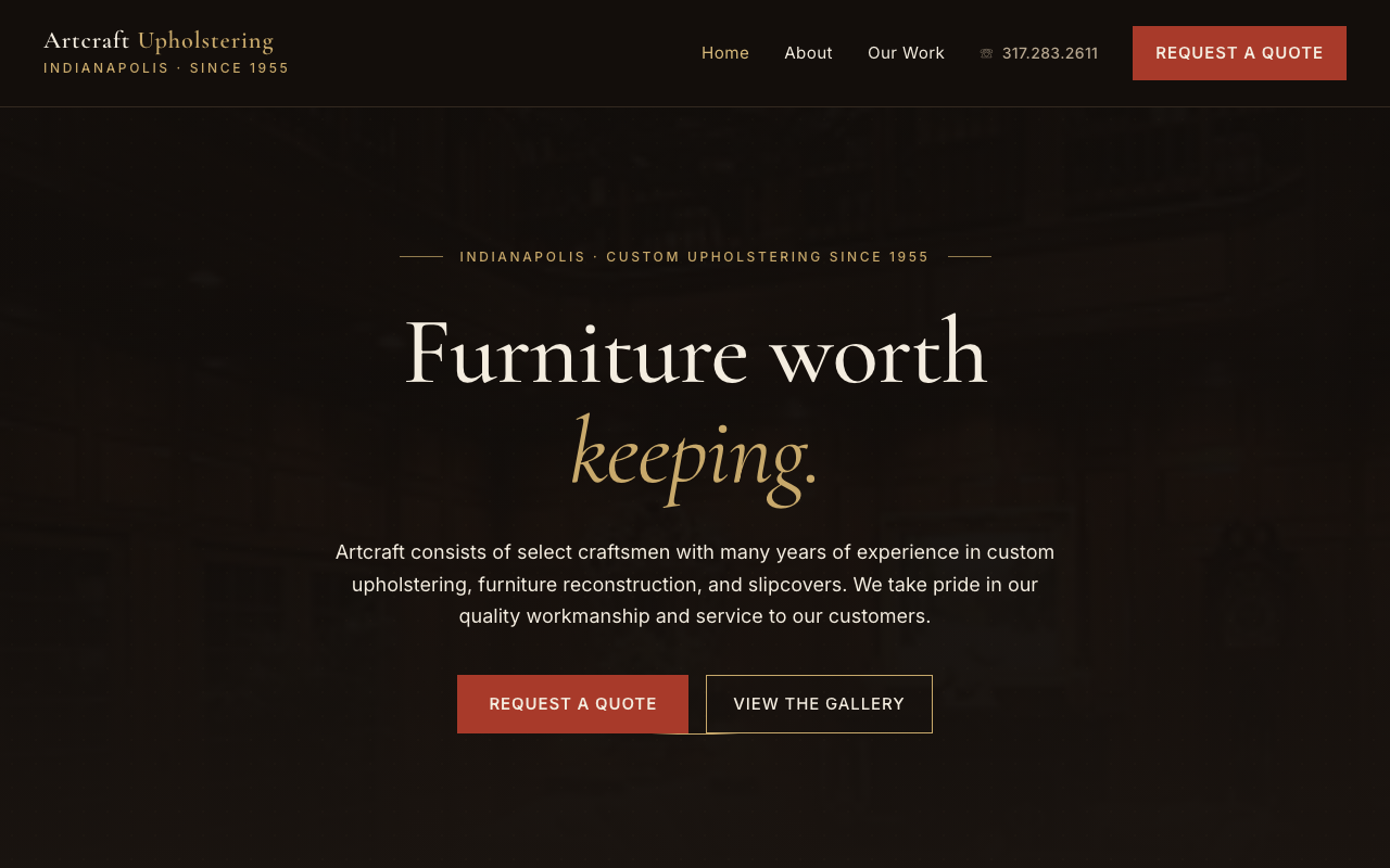 artcraftupholstering.com — rebuilt by WebFactory