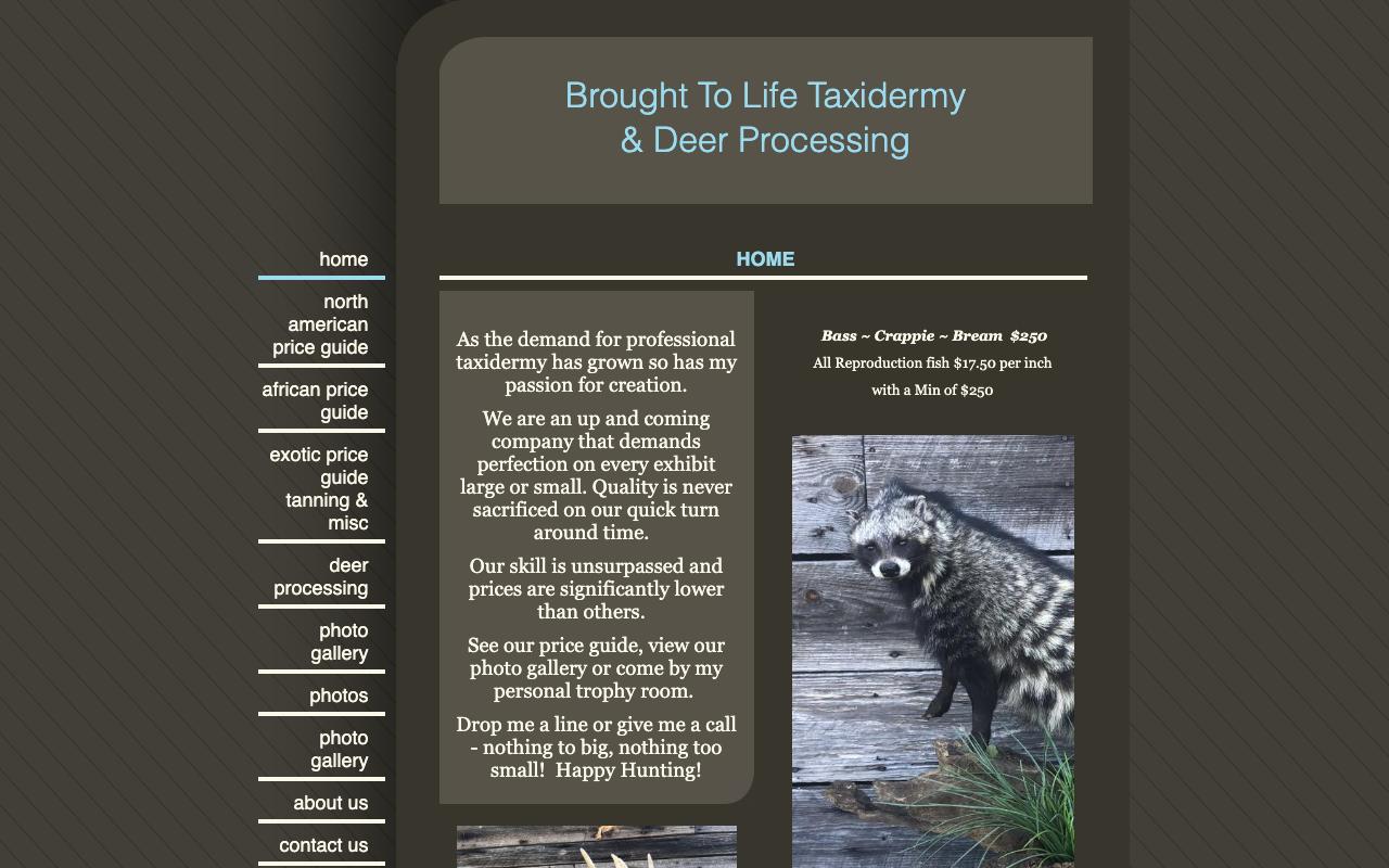 brought2lifetaxidermy.com (brought2lifetaxidermy.com) — original website before the WebFactory redesign