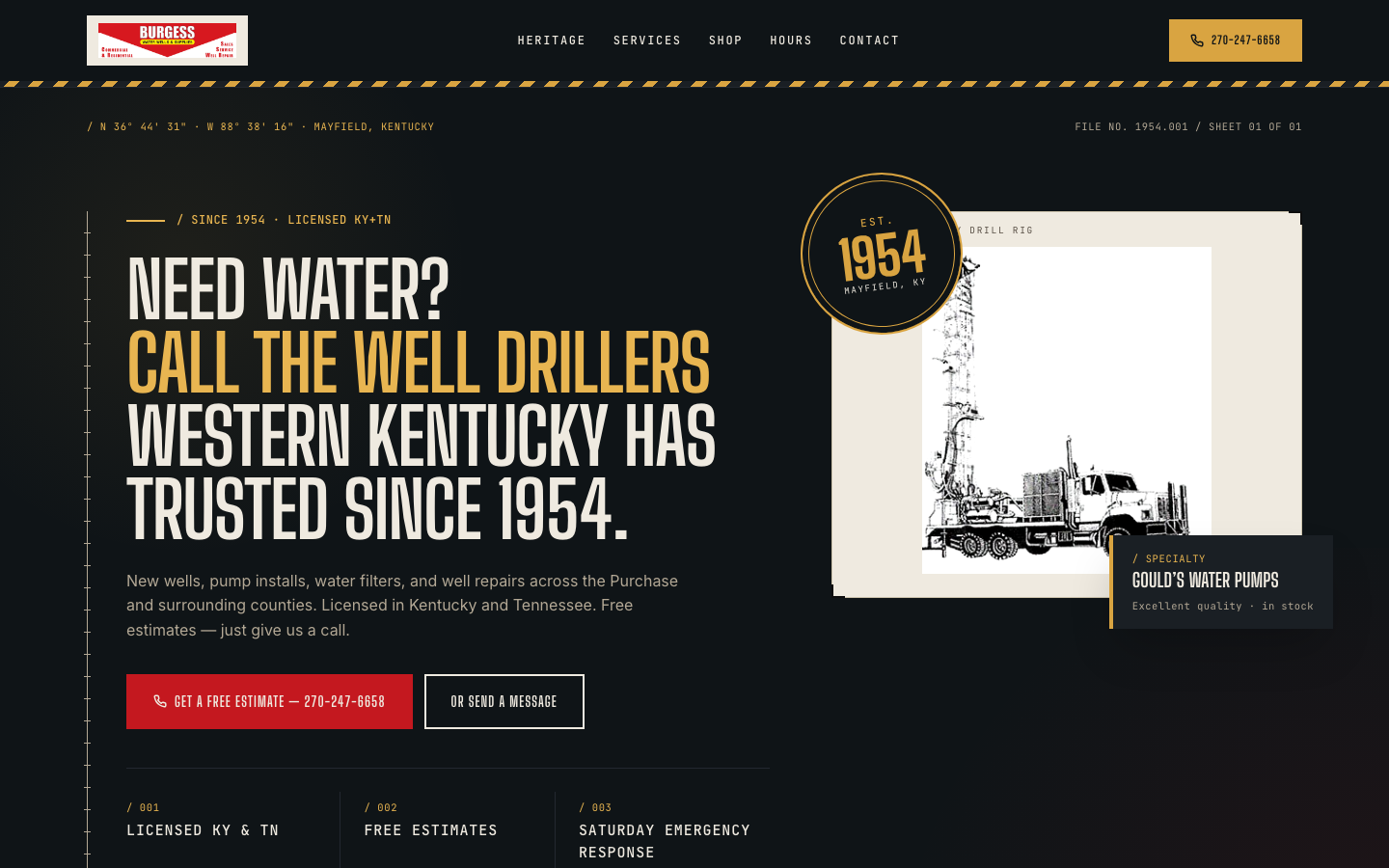 Burgess Water Wells (burgesswaterwells.net) — website redesigned by WebFactory