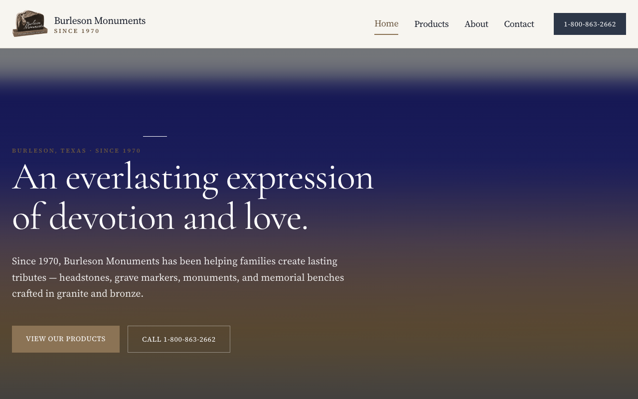 burlesonmonuments.com — rebuilt by WebFactory