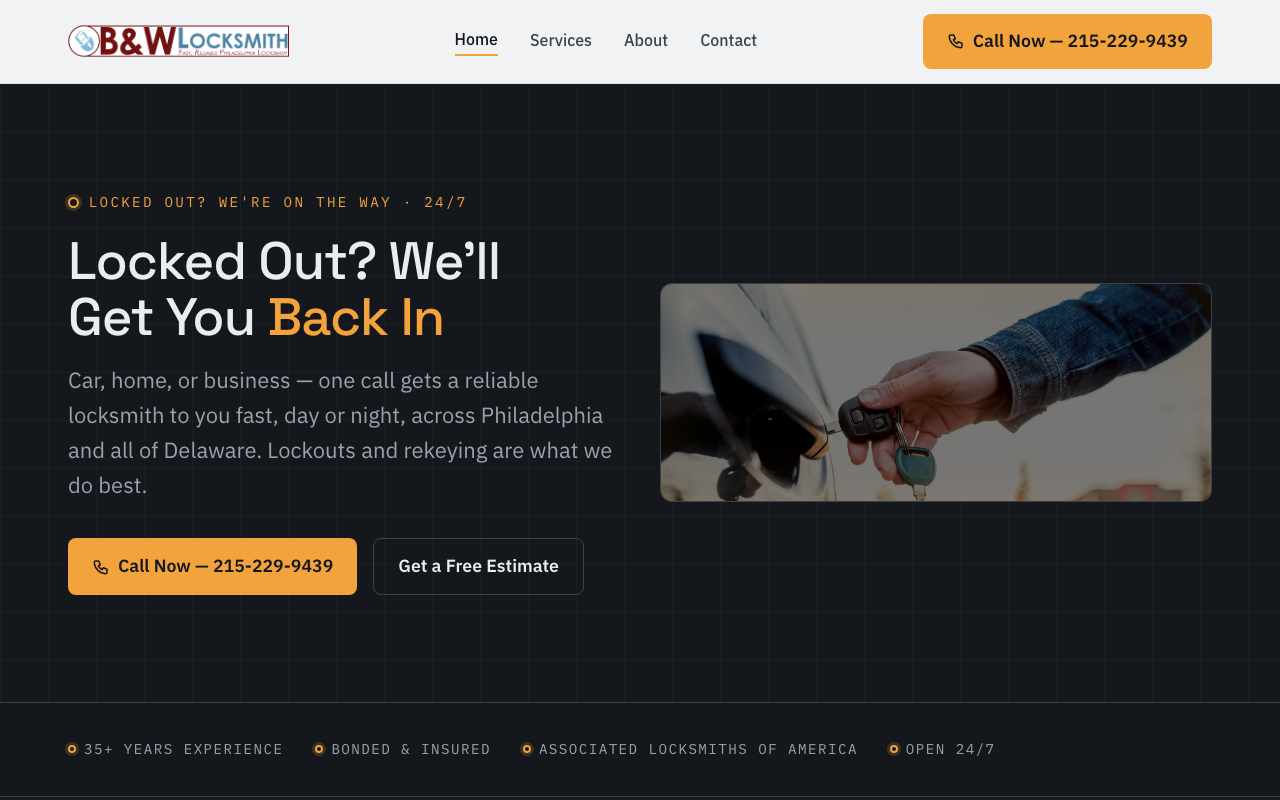 bwlocksmith.com (bwlocksmith.com) — website redesigned by WebFactory