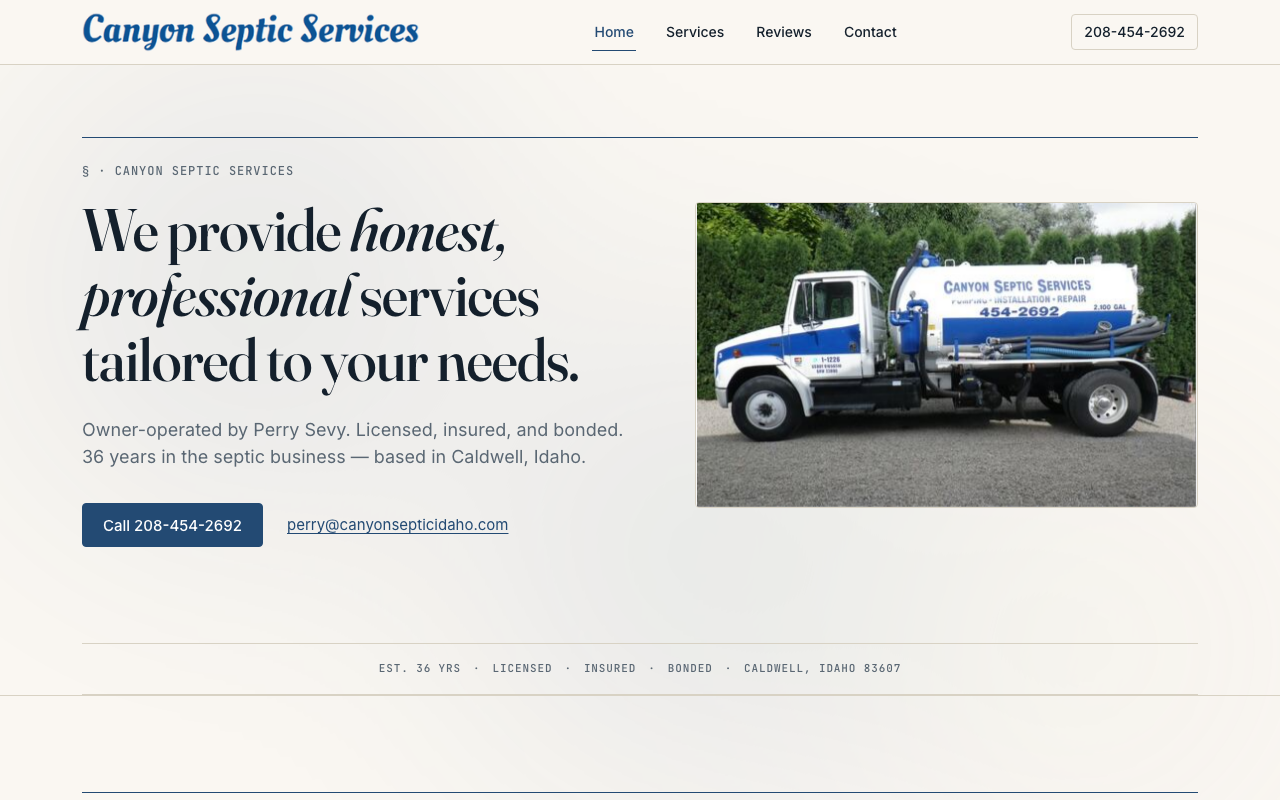 canyonsepticidaho.com — rebuilt by WebFactory