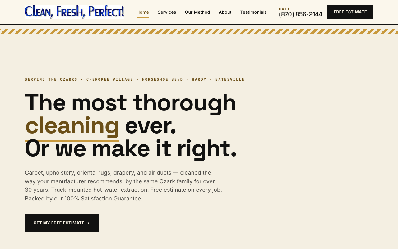 cherokeecarpetcleaning.com (cherokeecarpetcleaning.com) — website redesigned by WebFactory