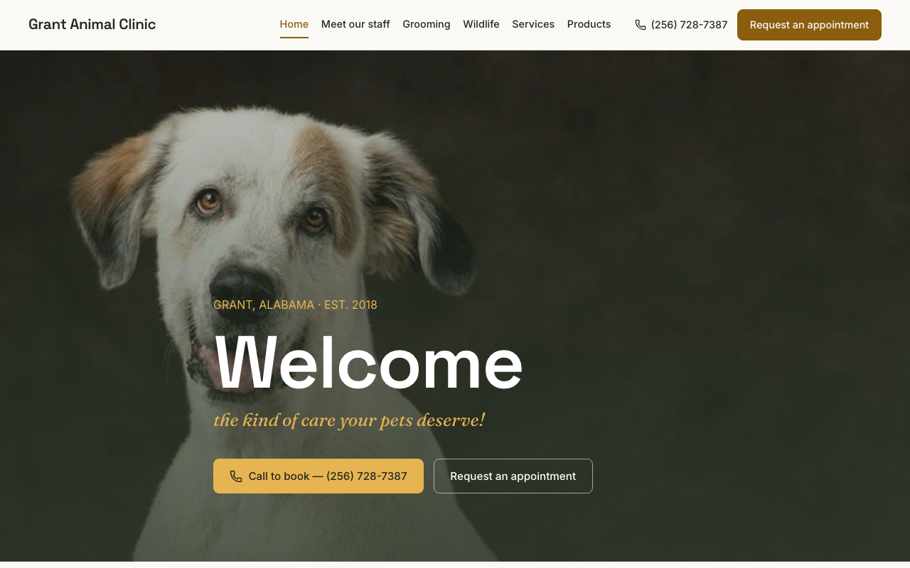 grantanimalclinic.com (grantanimalclinic.com) — website redesigned by WebFactory