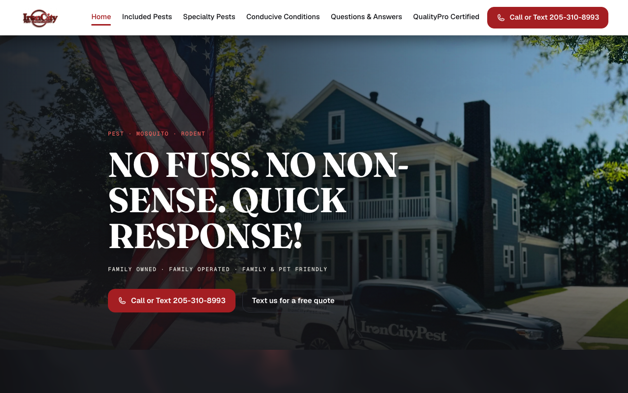 ironcitypest.com (ironcitypest.com) — website redesigned by WebFactory