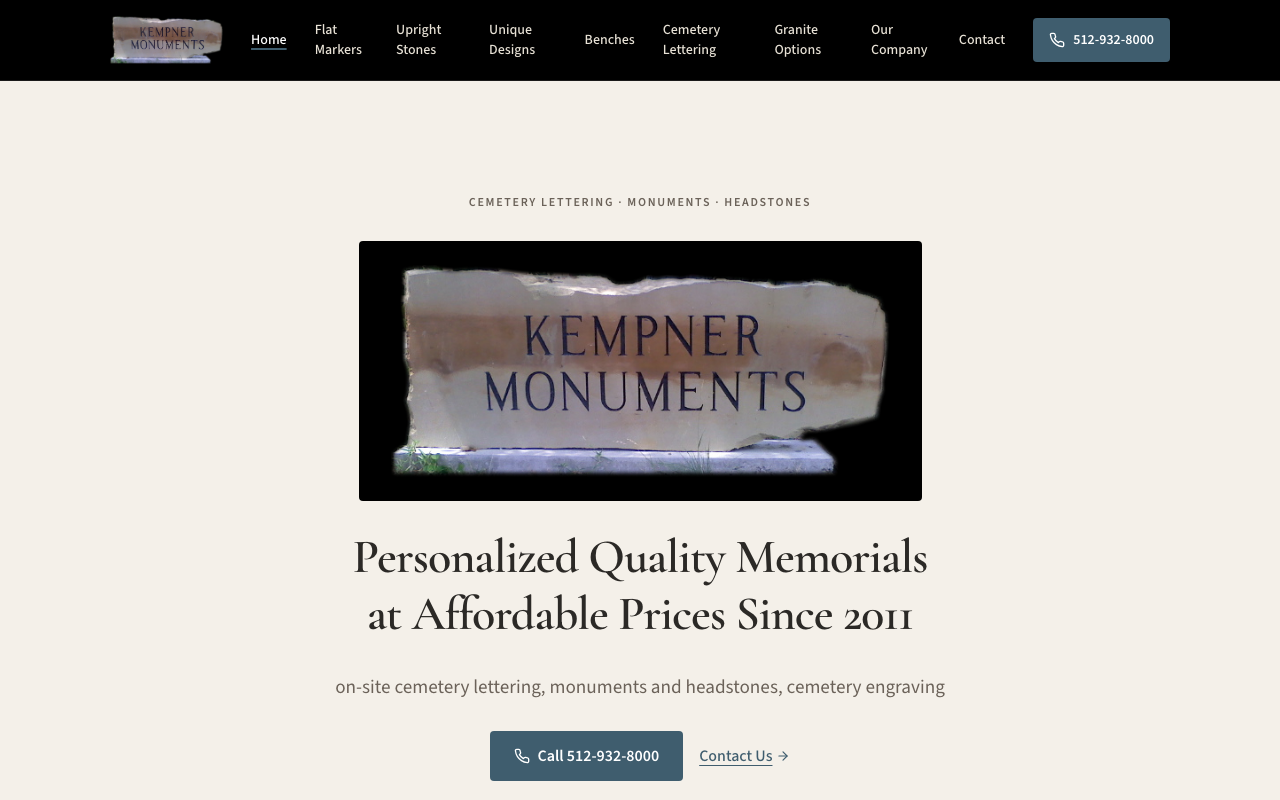 kempnermonuments.com — rebuilt by WebFactory
