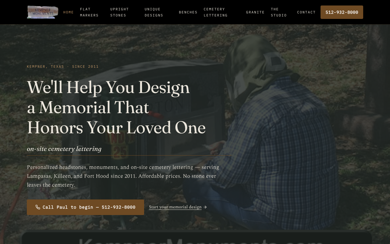 kempnermonuments.com (kempnermonuments.com) — website redesigned by WebFactory