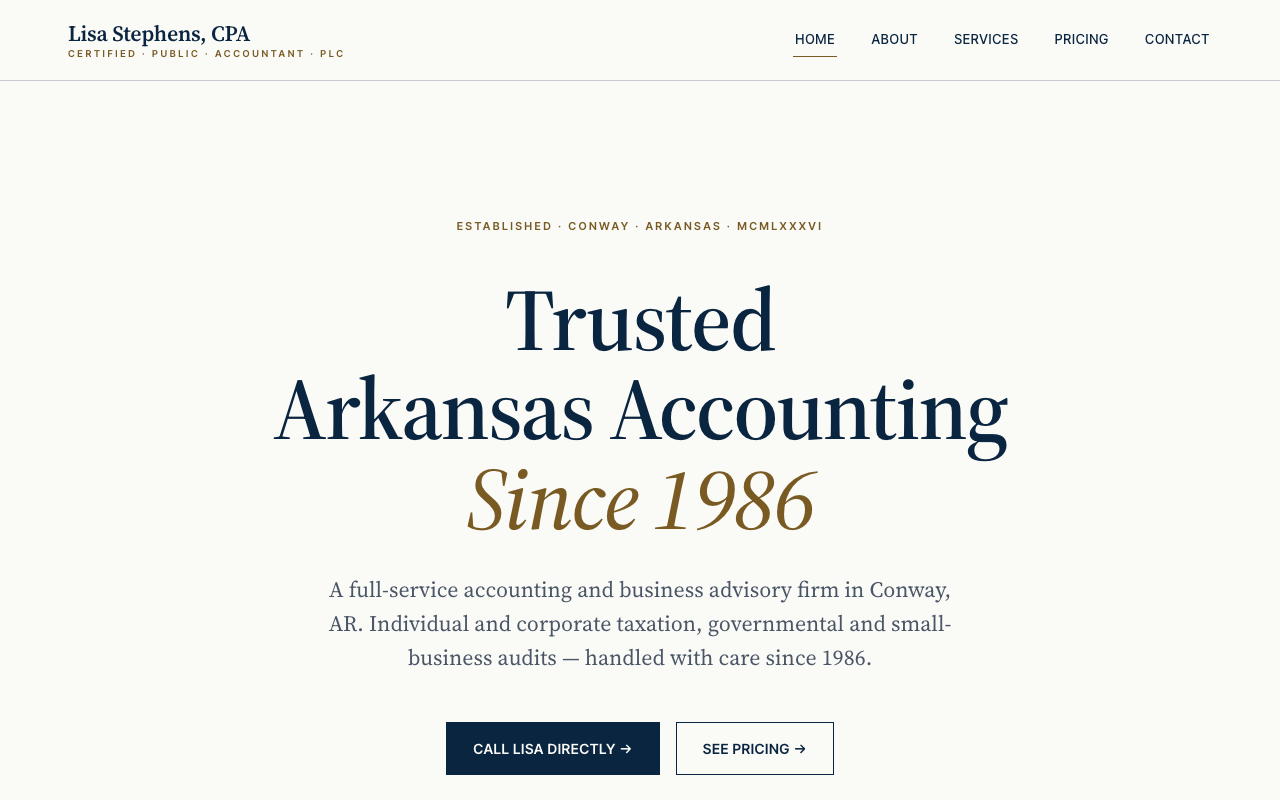 lisastephenscpa.com (lisastephenscpa.com/index.asp) — website redesigned by WebFactory