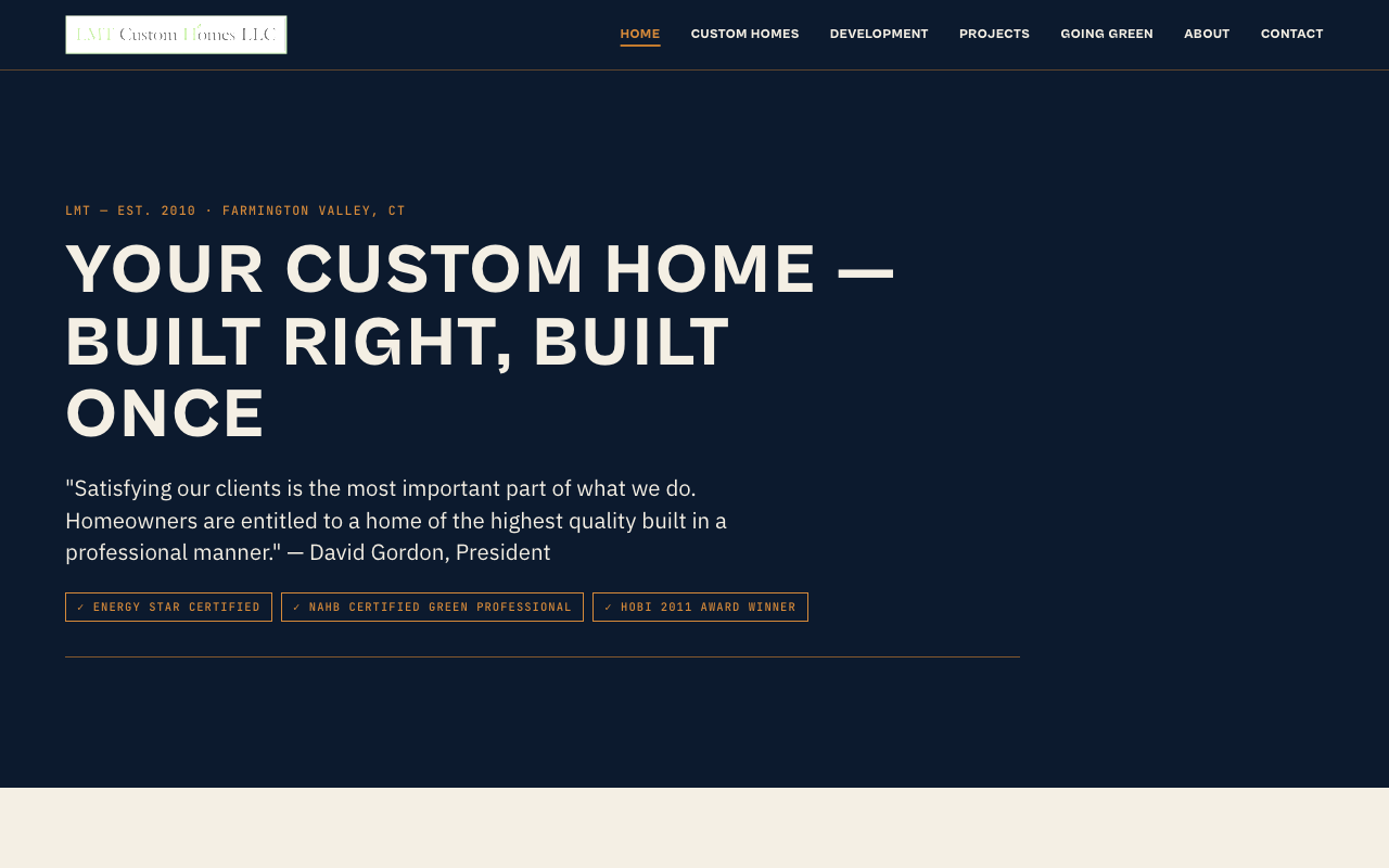 lmtcustomhomes.com (lmtcustomhomes.com) — website redesigned by WebFactory