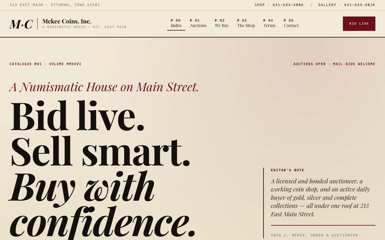 mckeecoins.com (mckeecoins.com) — website redesigned by WebFactory