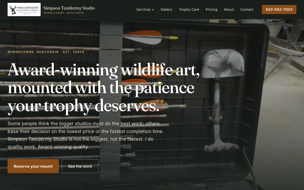 simpsontaxidermy.com — rebuilt by WebFactory