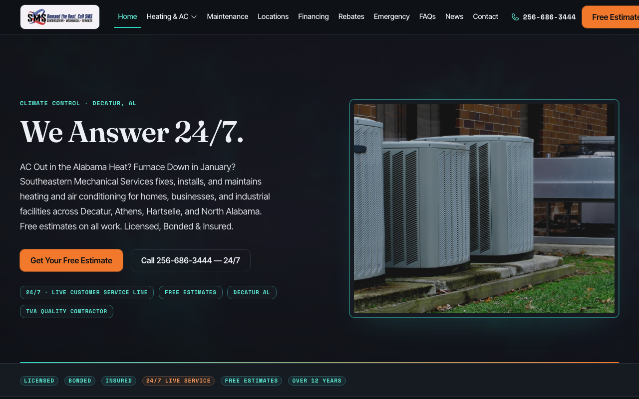 smshvacr.com (smshvacr.com) — website redesigned by WebFactory