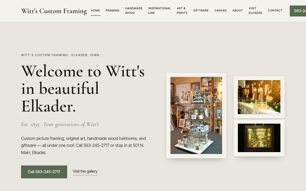 wittcustomframing.com (wittcustomframing.com) — website redesigned by WebFactory